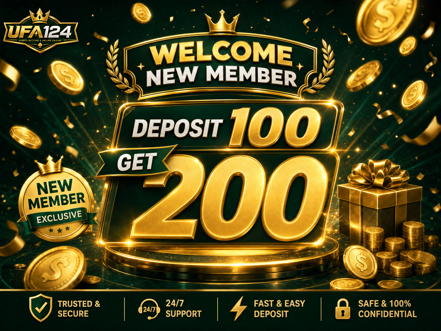 สมาชิกใหม่ ฝาก 100 รับ 200